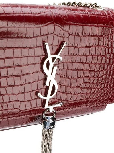 Shop Saint Laurent Crocodile Embossed Medium Kate Tassel Satchel