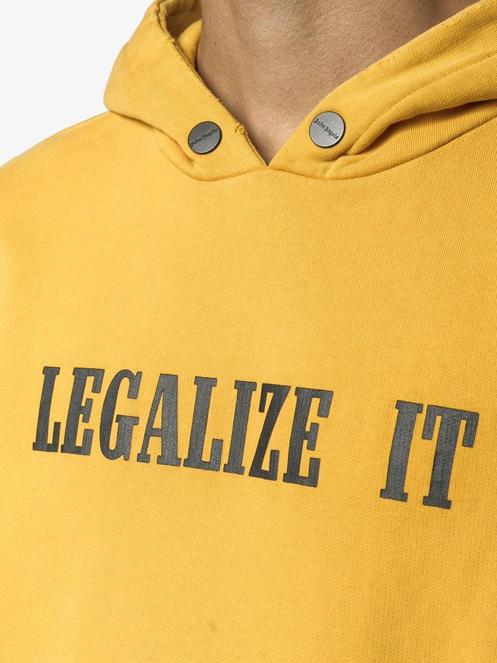 Palm Angels Slogan Patch Hooded Sweatshirt In Yellow ModeSens