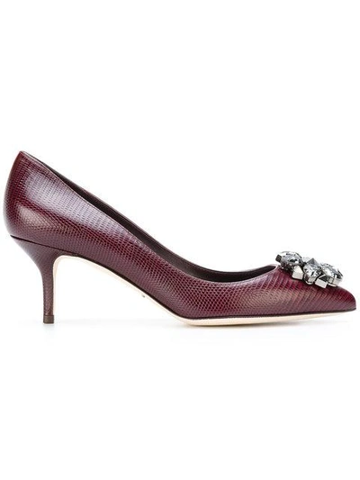 Shop Dolce & Gabbana Classic Embellished Pumps In Red