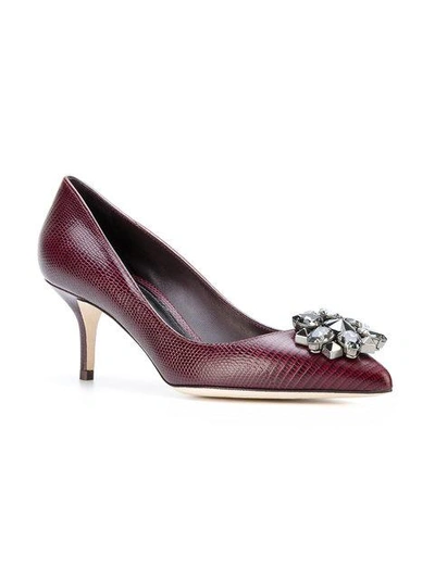 Shop Dolce & Gabbana Classic Embellished Pumps In Red