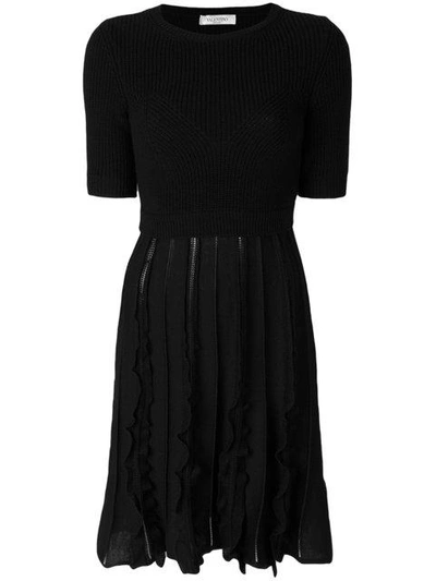 Shop Valentino Knitted Flared Dress - Black