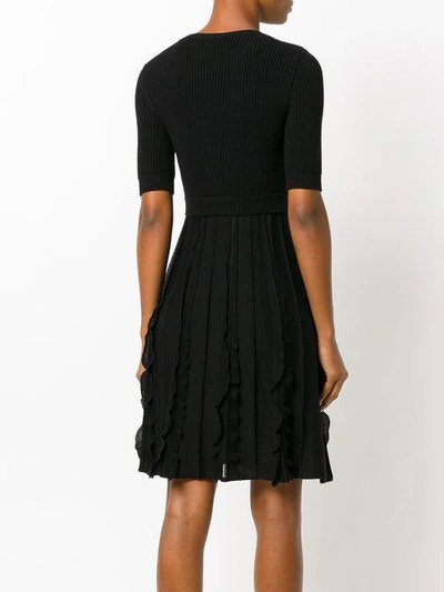 Shop Valentino Knitted Flared Dress - Black