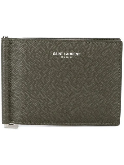 Shop Saint Laurent Bill Clip Grained Leather Wallet