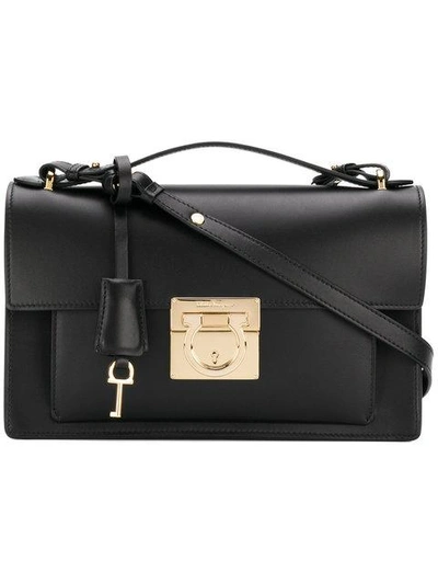 Shop Ferragamo Salvatore  Gancio Lock Shoulder Bag - Black