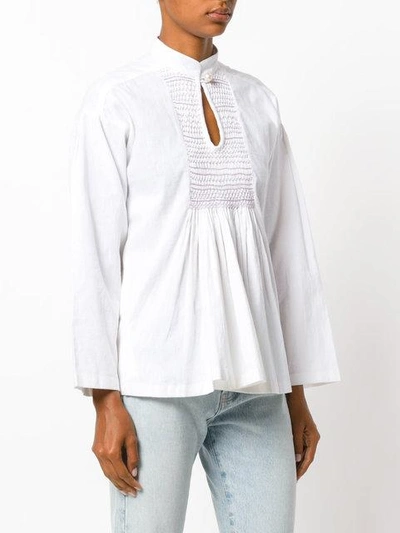 Shop Alexa Chung Smocked Blouse In White