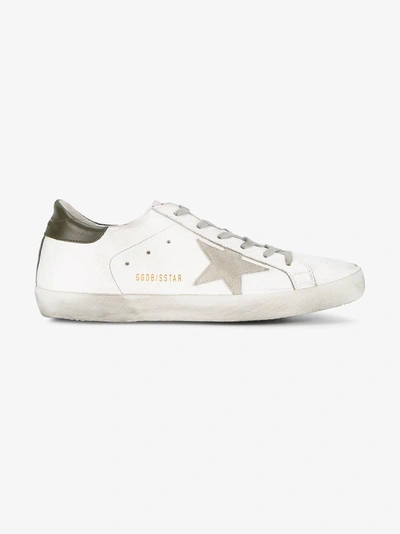 Shop Golden Goose White & Khaki Superstar Sneakers