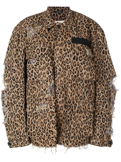 R13 Abu Shredded Leopard Print Cotton Jacket