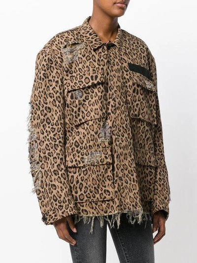 Shop R13 - Shredded Trim Leopard Print Jacket