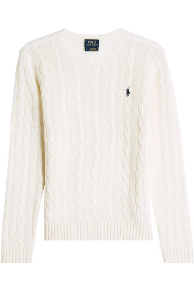 Polo Ralph Lauren Wool Cable Knit Pullover In White