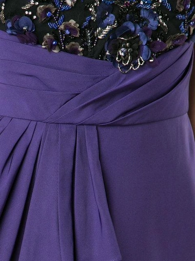 Shop Marchesa Notte Embellished Pleated Waist Gown In Purple