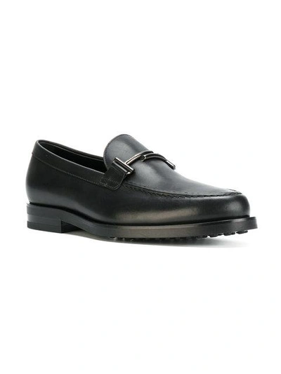 Shop Tod's Double T Loafers In Black