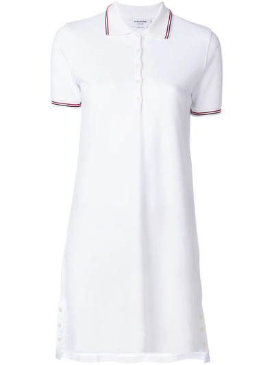 Thom Browne A-line Cotton Piqué Polo Dress, White