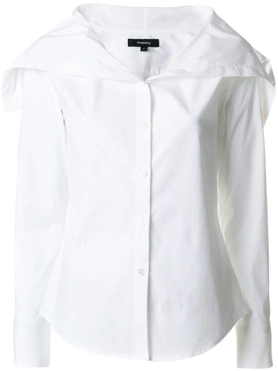 Theory Doherty Stretch Cotton Sailor Shirt In White