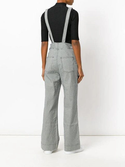 Shop Alexa Chung Striped Dungarees In Black