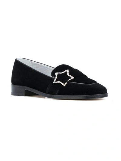 Shop Alexa Chung Velvet Star Loafers In Black