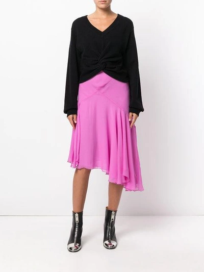 Alexander Wang T Twist-front Cropped Sweater In Black