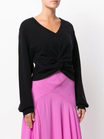 Alexander Wang T Twist-front Cropped Sweater In Black