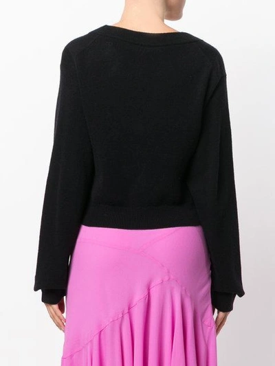 Alexander Wang T Twist-front Cropped Sweater In Black