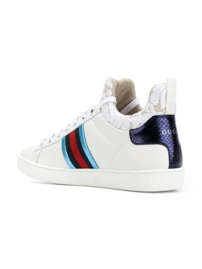 Shop Gucci Gg Web Lace Insert Sneakers In White