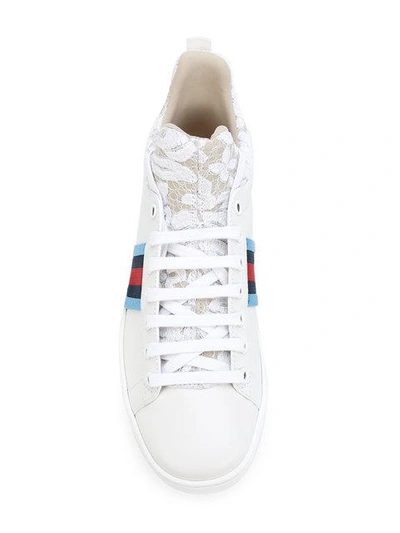 Shop Gucci Gg Web Lace Insert Sneakers In White