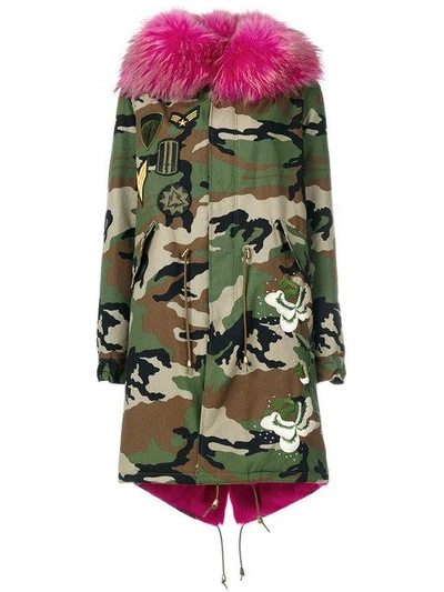 Shop Furs66 Camouflage Parka Coat - Green