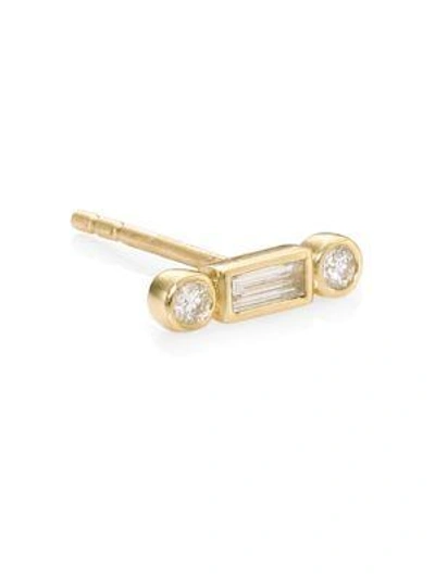 Shop Sydney Evan Women's Baguette Diamond Single Stud Earring In Gold 1