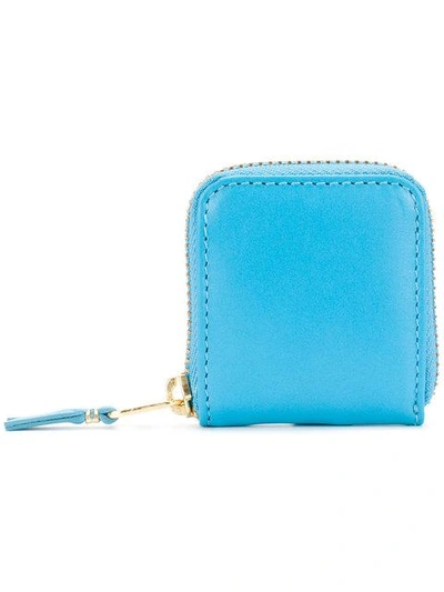 Shop Comme Des Garçons Zip-around Leather Wallet In Blue