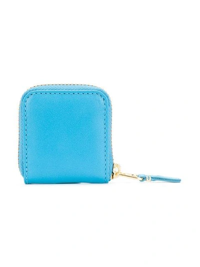 Shop Comme Des Garçons Zip-around Leather Wallet In Blue