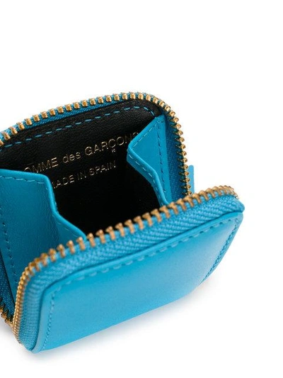 Shop Comme Des Garçons Zip-around Leather Wallet In Blue