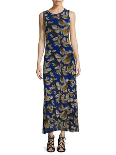 Fuzzi Mariposa-print Dress In Indigo