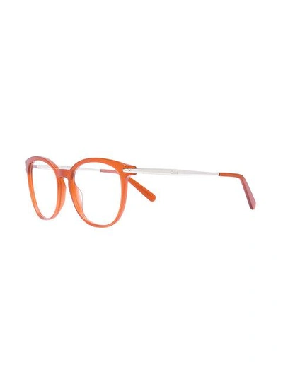 Shop Chloé Eyewear Acetate Wayfarer Glasses - Yellow & Orange