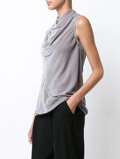 Shop Rick Owens Velvet Draped Collar Top - Grey