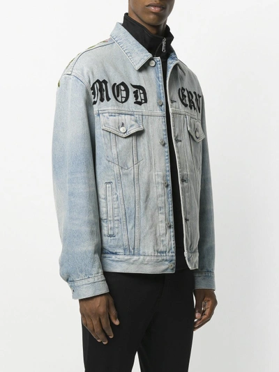 Shop Gucci Modern Printed Logo Denim Jacket