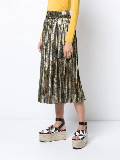 Shop Maison Margiela Metallic Pleated Skirt