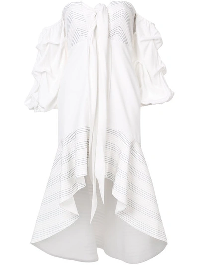 Alexis Zuki Off-the-shoulder Flounce Hem Silk Dress In White