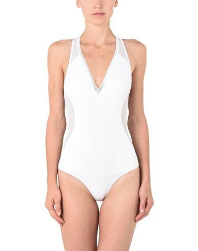 Shop Stella Mccartney Swmwr-onepiece Woman One-piece Swimsuit White Size M Polyester, Elastane, Polyamide
