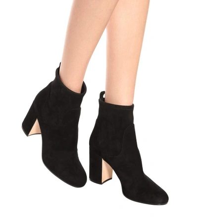 Shop Gianvito Rossi Suede Ankle Boots In Black