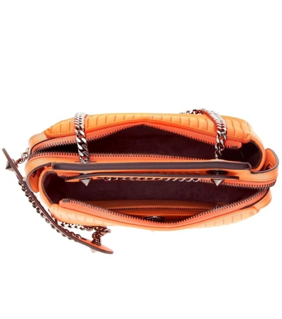 Shop Fendi Dotcom Click Leather Shoulder Bag In Taegeriee Oraege