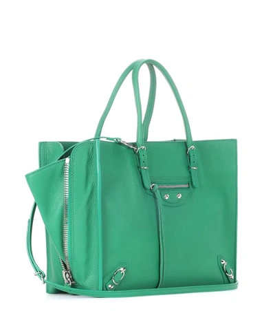 Shop Balenciaga Papier B4 Zip-around Leather Shoulder Bag In Green