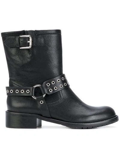 Shop Red Valentino Red(v) Eyelet Harness Boots - Black