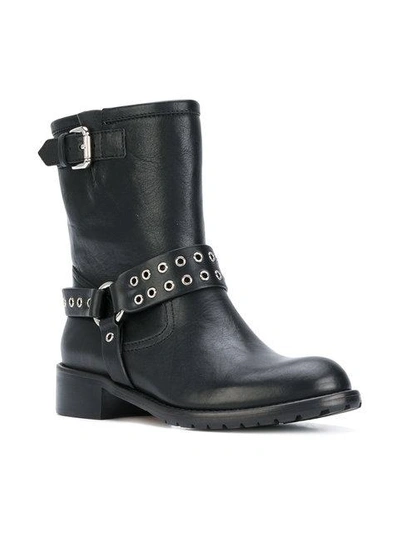 Shop Red Valentino Red(v) Eyelet Harness Boots - Black