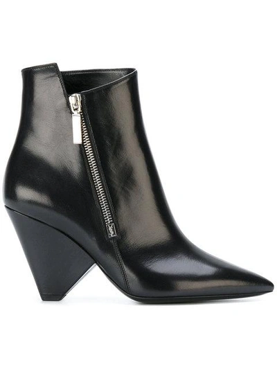 Shop Saint Laurent Niki 85 Asymmetrical Boots In Black