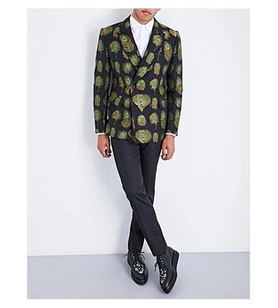 Shop Alexander Mcqueen Regular-fit Peacock Jacquard Jacket In Mix