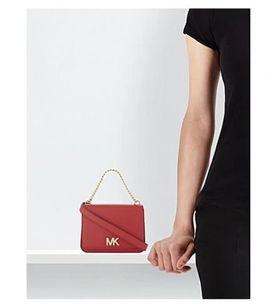 Shop Michael Michael Kors Logo Leather Shoulder Bag In Black
