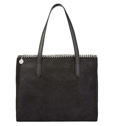 Shop Stella Mccartney Falabella East West Faux-leather Tote In Black