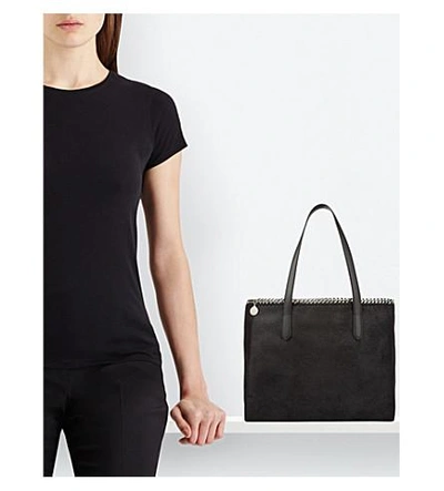 Shop Stella Mccartney Falabella East West Faux-leather Tote In Black