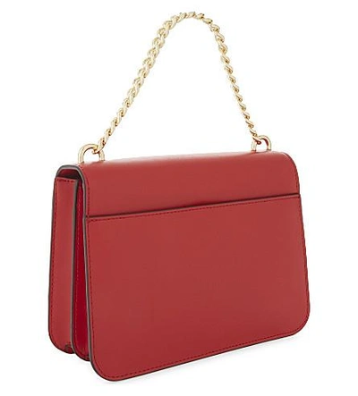 Shop Michael Michael Kors Logo Leather Shoulder Bag In Bright Red