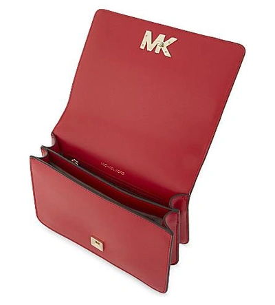 Shop Michael Michael Kors Logo Leather Shoulder Bag In Bright Red