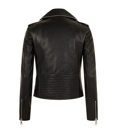 Shop Victoria Victoria Beckham Leather Biker Jacket In Black