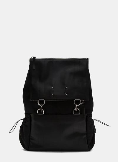 Maison Margiela Mesh And Leather Link Ring Backpack In Black